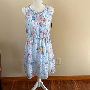 Merona Floral Midi Sleeveless Tiered Medium Sun Dress in Blue Floral NWT